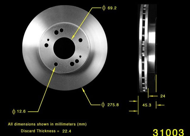 BENDIX PREMIUM DRUM AND ROTOR Disc Brake Rotor  PRT1574