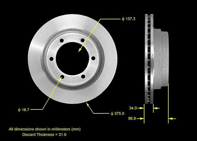 BENDIX PREMIUM DRUM AND ROTOR Disc Brake Rotor  PRT1583