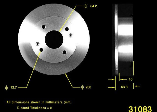 BENDIX PREMIUM DRUM AND ROTOR Disc Brake Rotor  PRT1593