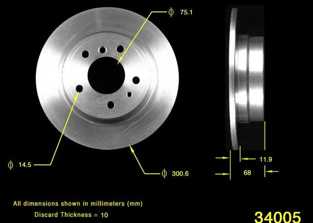BENDIX PREMIUM DRUM AND ROTOR Disc Brake Rotor  PRT1601