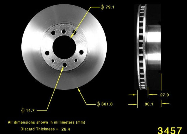 BENDIX PREMIUM DRUM AND ROTOR Disc Brake Rotor  PRT1632