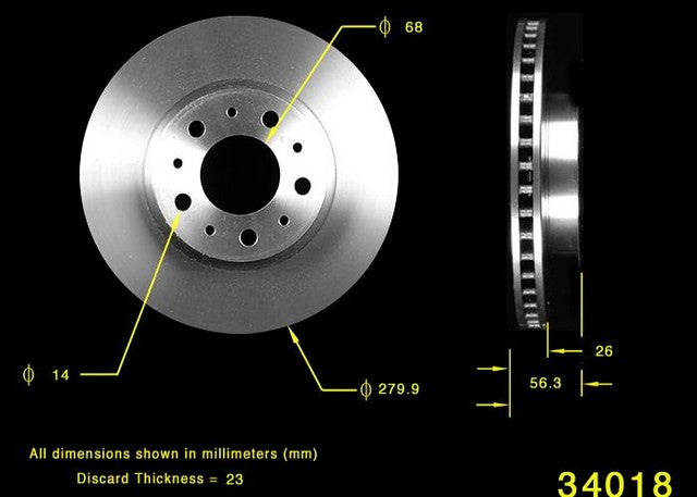 BENDIX PREMIUM DRUM AND ROTOR Disc Brake Rotor  PRT1651