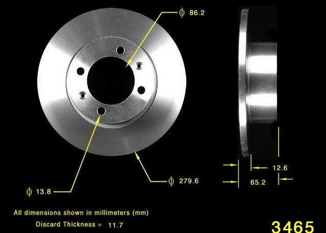 BENDIX PREMIUM DRUM AND ROTOR Disc Brake Rotor  PRT1681