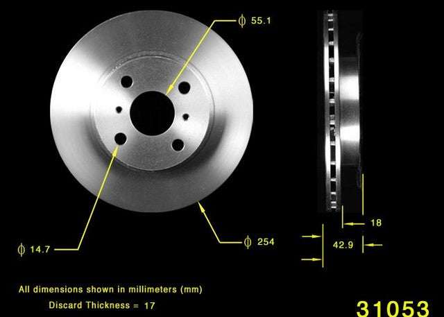 BENDIX PREMIUM DRUM AND ROTOR Disc Brake Rotor  PRT1704