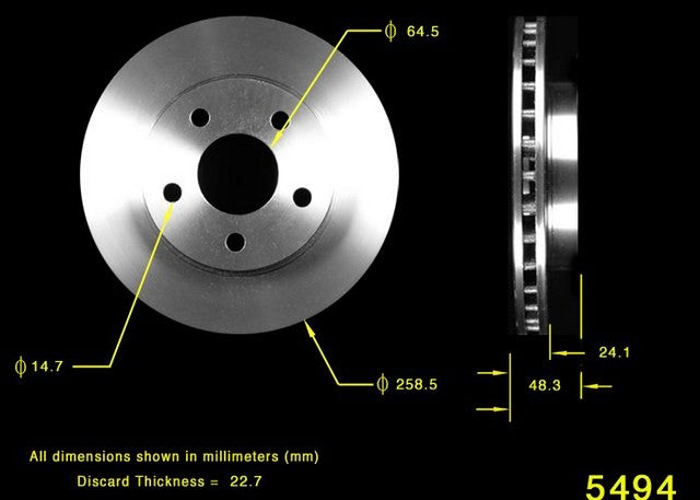 BENDIX PREMIUM DRUM AND ROTOR Disc Brake Rotor  PRT1713FC
