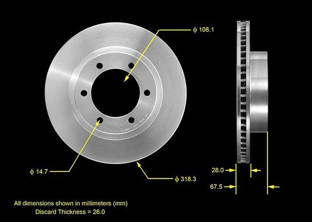 BENDIX PREMIUM DRUM AND ROTOR Disc Brake Rotor  PRT5458