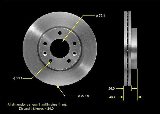 BENDIX PREMIUM DRUM AND ROTOR Disc Brake Rotor  PRT5524