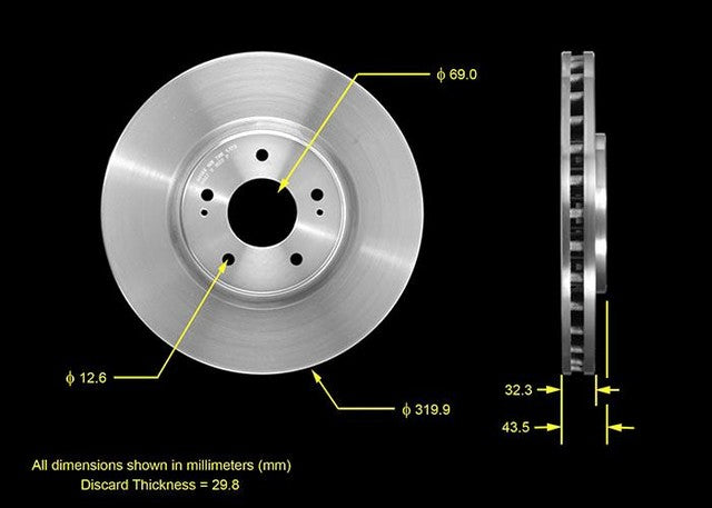 BENDIX PREMIUM DRUM AND ROTOR Disc Brake Rotor  PRT5539