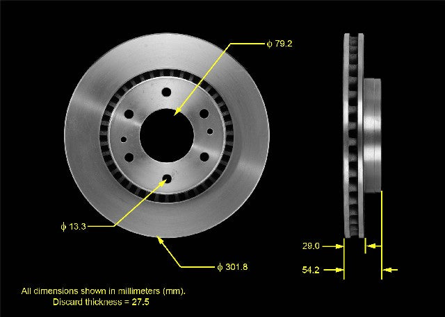BENDIX PREMIUM DRUM AND ROTOR Disc Brake Rotor  PRT5602