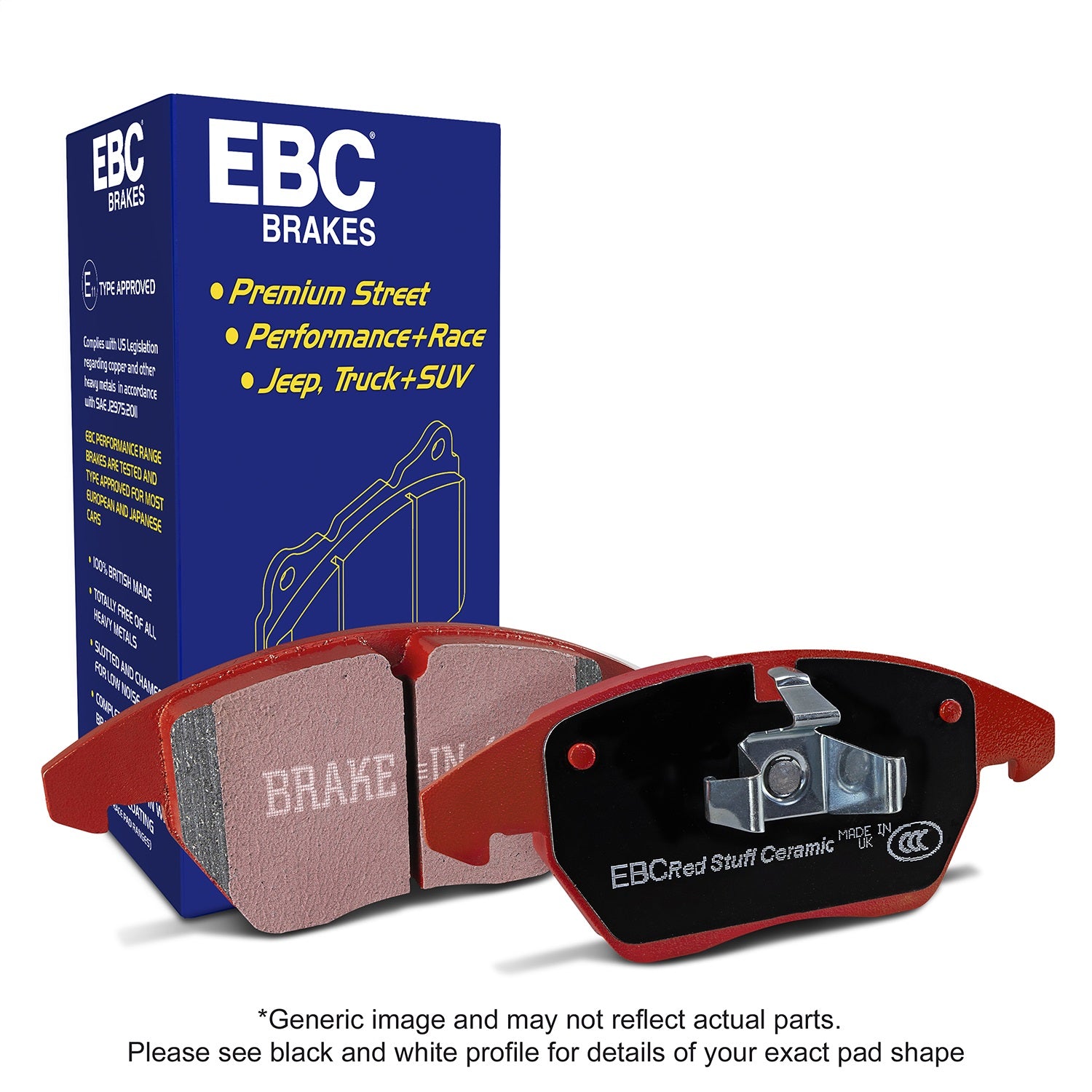 EBC Brakes DP3911C Redstuff Ceramic Low Dust Brake Pads Fits Civic Civic del Sol