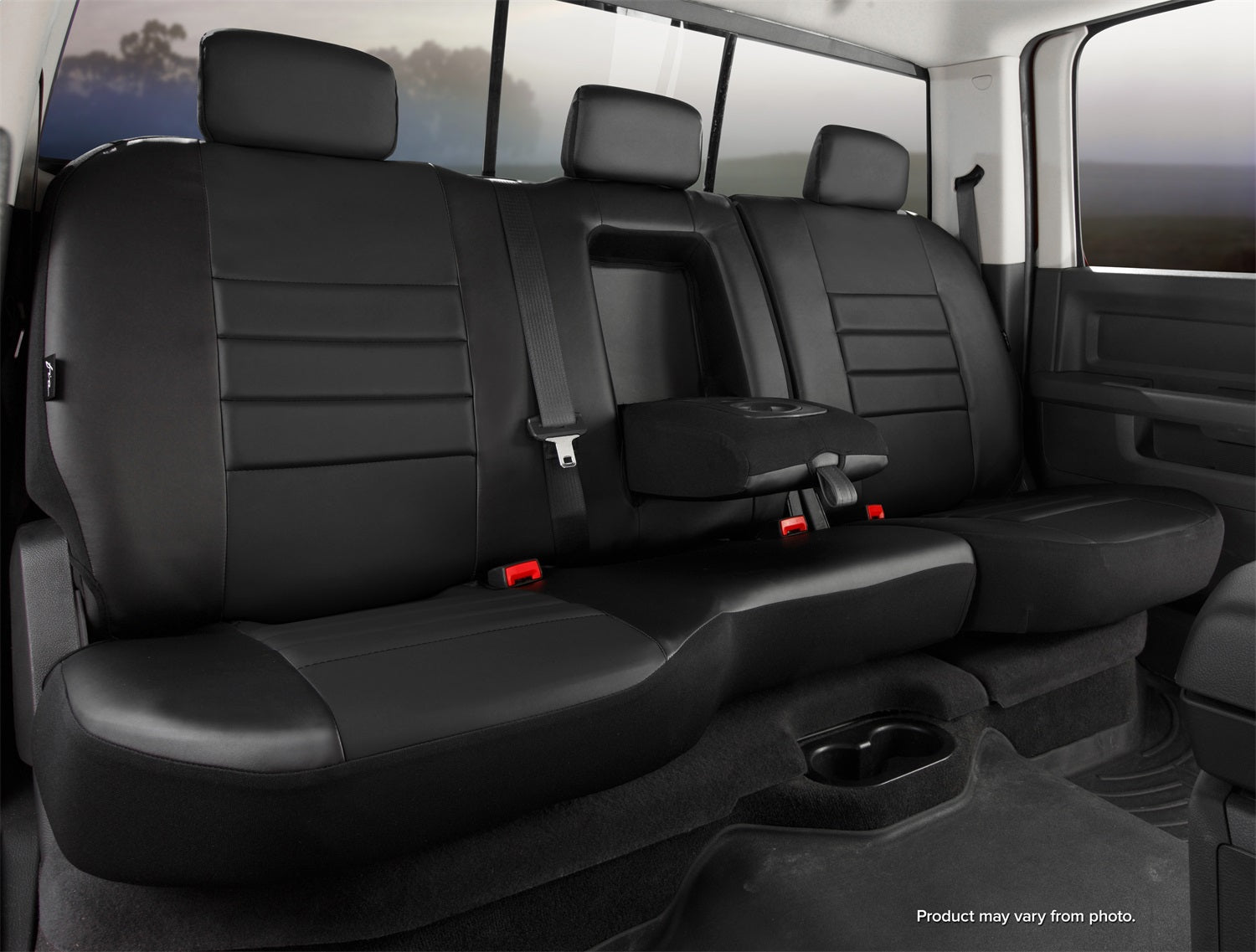 Fia SL62-90 BLK/BLK LeatherLite Custom Seat Cover Fits 22-26 Tundra
