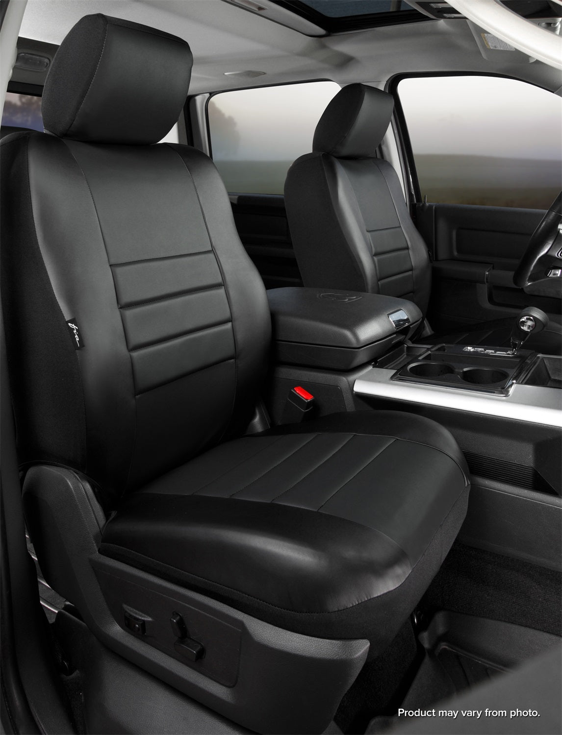Fia SL69-35 BLK/BLK LeatherLite Custom Seat Cover Fits 09-15 Tacoma