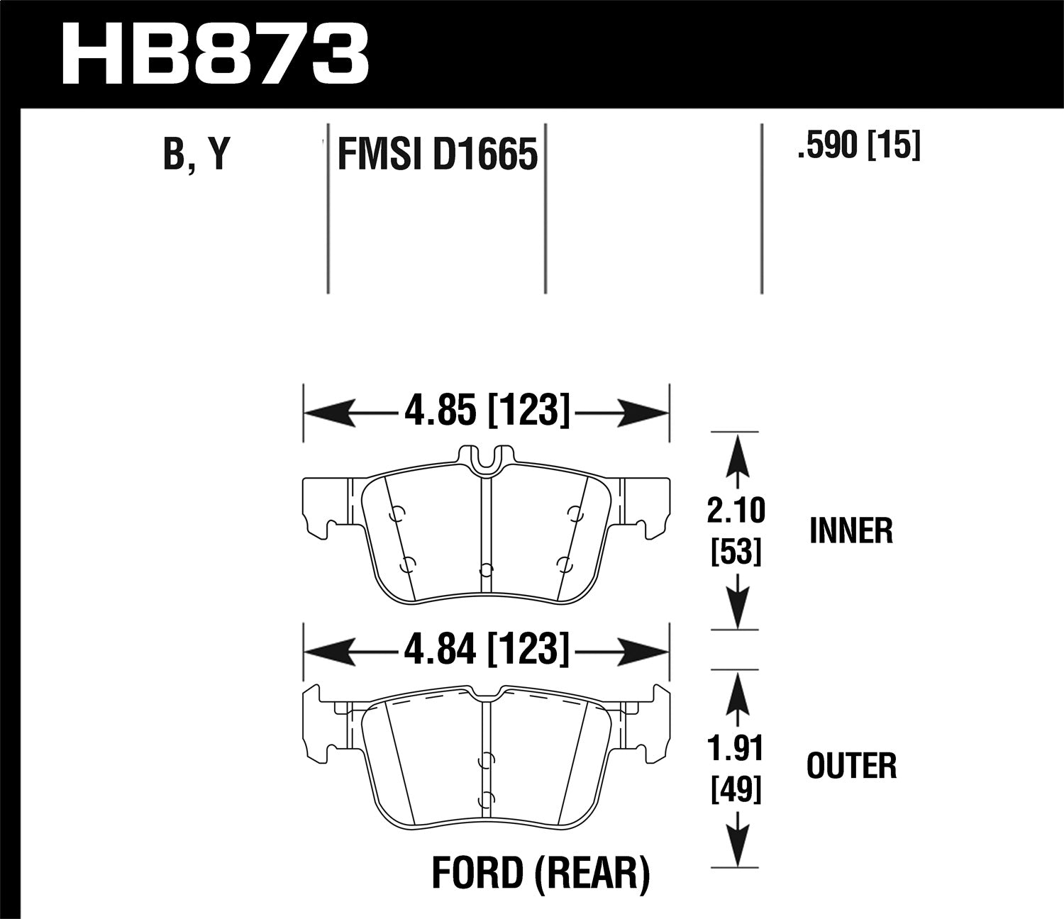Hawk Performance HB873Y.590 LTS Disc Brake Pad Fits 13-19 Fusion MKC MKZ