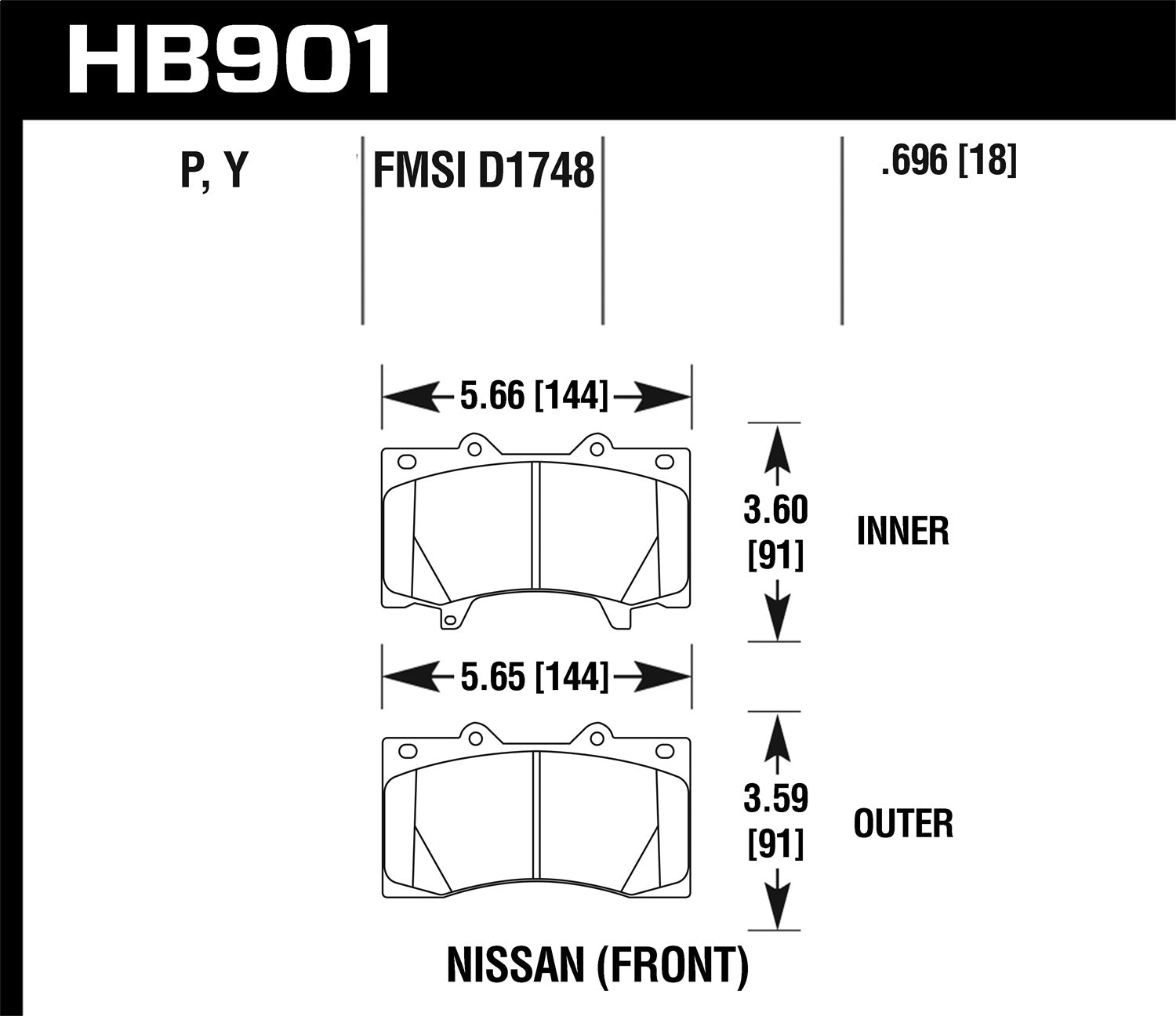 Hawk Performance HB902Y.587 LTS Disc Brake Pad Fits 14-19 Armada QX80