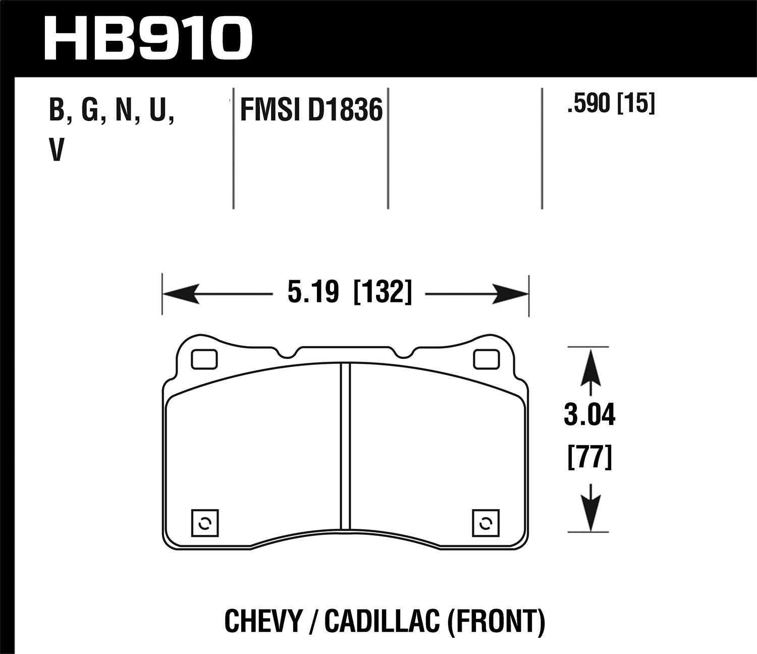 Hawk Performance HB910U.590 DTC-70 Disc Brake Pad Fits ATS Corvette CT6 CTS XTS